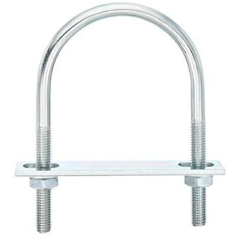 Boulons en U Ronds, 8 Ensembles de 63mm de Largeur Intérieure 110mm de Longueur M8 en Acier au Carbone Zingué U Boulon de Serrage avec Écrous et Plaques, pour Remorque de Bateau