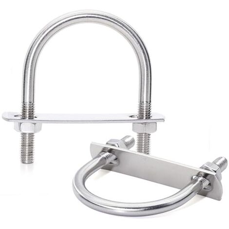 M8 Boulons en U 33mm Innenbreite, Bride de Fixation, Ronds U Bolts avec Écrou Plaques Rondelle, Convient pour la fixation de tuyaux M8 x 33mm 2 Ensembles (1/5)