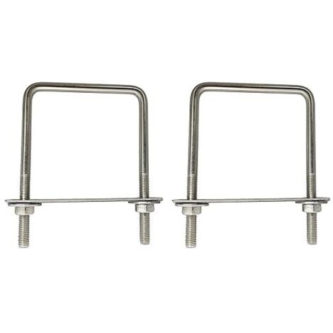 Boulons En U Carré M8 80mmx120mm U-Bolts, Diamètre intérieur 80mm, U-Boulons En Acier Inox Avec écrou Et Plaque De Cadre, Boulon En U Pour Fixation De Planches Et Tuyaux (M8-80x120mm) (1/5)