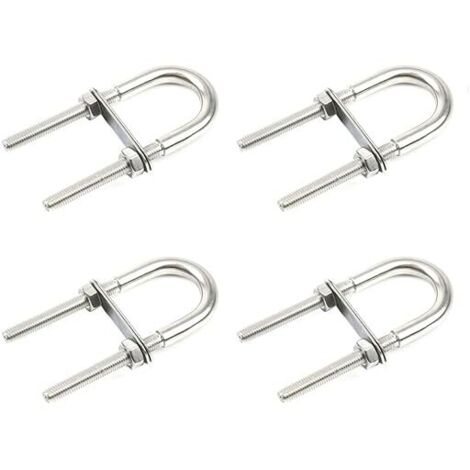 4 x jeu de boulons en U en acier inoxydable M5x78 boulons en U ronds ovales avec écrou et plaque pour matériel de bateau automobile (1/3)