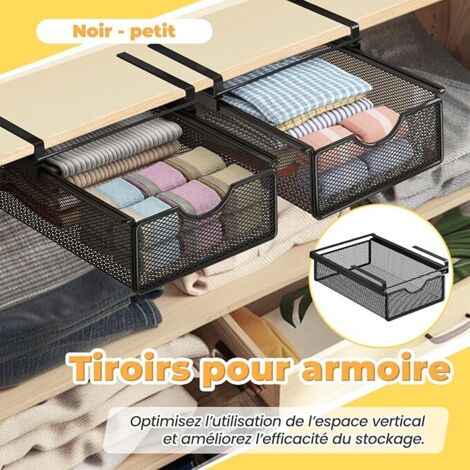 Panier De Rangement Suspendu Sous Étagère Avec Support Téléphone - Organisateur Métallique Pratique Et Gain De Place