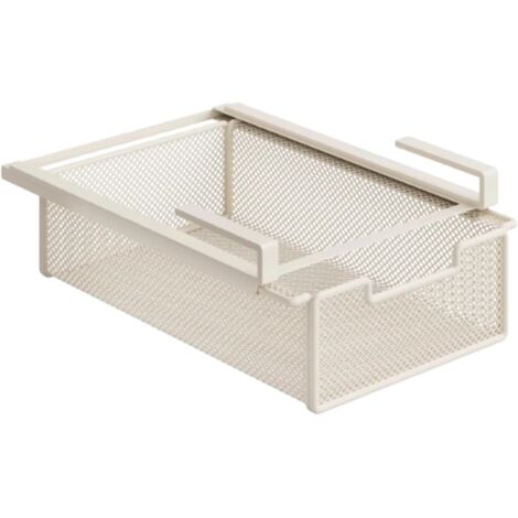 Tiroir à Panier sous Étagère, Panier de Rangement Métallique, Organisateur de Placard avec Tiroir Coulissant, Corbeille Se Fixe aux Étagères de Robe, pour Ranger Sous-Vêtements et Accessoires