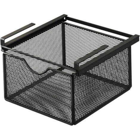 Panier Coulissant Suspendu, Organisateur de Rangement Métallique, Tiroir de Cuisine sans Perçage, Corbeille de Rangement Coulissante, pour Bureau, Cuisine, Placard et Salle de Bain