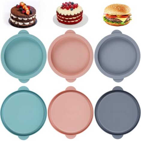 6 Pièces Moule Oeuf Air Fryer, 10 cm Moule Muffin Gateau Air Fryer, Poudre/Gris/Bleu Moule à Oeufs pour Friteuse à Air Chaud, Moule Mini Quiche pour Sandwichs aux Oeufs, Cupcakes et les Crêpes
