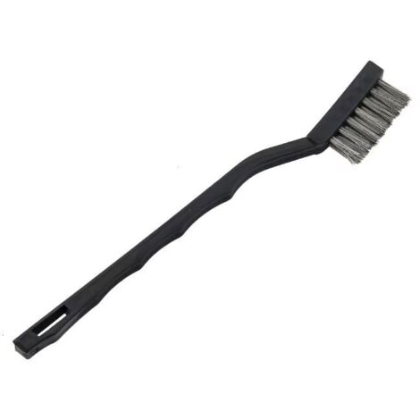 1 Pièces Mini Brosse de nettoyage et avec Manche Incurvé en Plastique Noir pour Nettoyer Rouille Les Taches D'huile Poussière Peinture(Fil en acier inoxydable) (1/2)