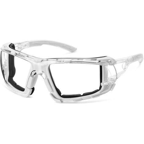 Lunette de Protection Travail, Lunettes de Sécurité, Anti-rayures, Anti-buée, Enveloppantes, Design avec un Style Unique et Moderne, homme & femme(Blanc) (1/2)