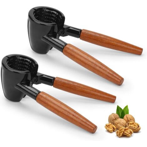 Casse-noisette (2 pièces), casse-noisettes, multifonction, ouvre-noisettes, ouvre-noisettes, casse-noisettes, avec manche en bois (1/5)