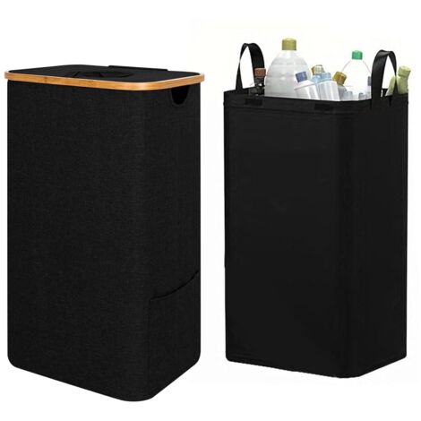 Récipient de collecte de bouteilles consignées - 100 l - Avec sac de transport - Récipient de recyclage pour marchandises vides avec couvercle - Grand collecteur de bouteilles pour la cuisine (1/5)