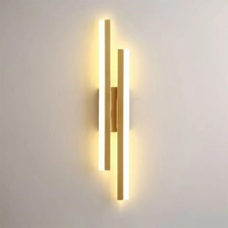 Applique Murale Interieur LED, Or Lampe Murale LED Moderne, 16W Luminaire Murale pour Chambre, Salon, Hôtel, Escalier, Blanc Chaud 3000K