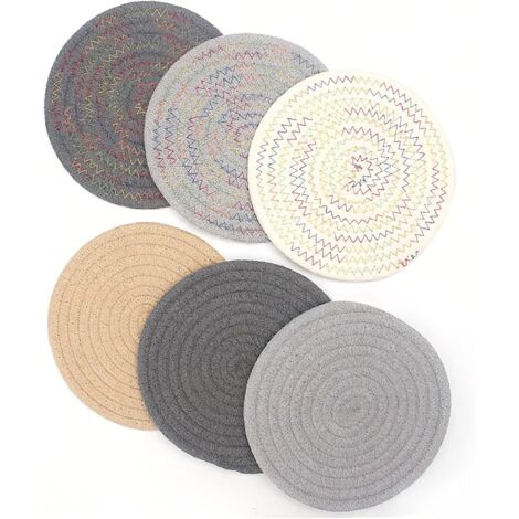 Lot de 6 dessous de plat, 18 cm, résistants à la chaleur, antidérapants, réutilisables et lavables (1/4)