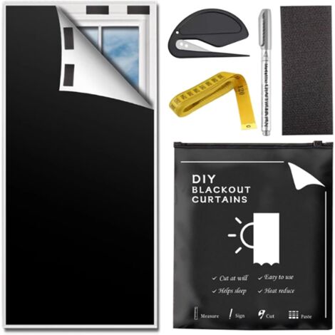 Rideaux occultants Portables, Rideaux découpés sur Mesure, Tissu Oxford 420D entièrement occultant, Protection Solaire, adaptés à la Chambre, à la Cuisine, au loft, à la Voiture (1/5)