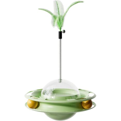 Distributeur interactif de Jouets pour Chat, gobelet tournant avec Plumes pour Chat d'intérieur, Stimulation mentale Jeu d'exercice (B Taille Unique) (1/4)