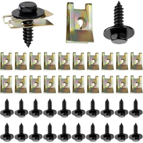 Lot de 20 vis à tôle pour carrosserie - En métal - Type U - Vis à tôle - Pinces de carrosserie - Pour pare-chocs, garde-boue (1/5)