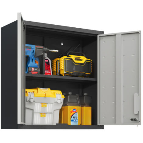 Armoire murale métal 77x75x30 cm porte verrouillée garage atelier bureau