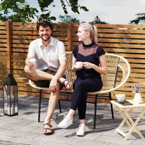 Banc Pliant Perel – Aspect Rotin – Charge 400 Kg – Poignée – Idéal Camping & Jardin