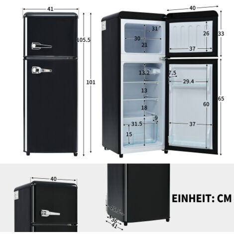 Réfrigérateur rétro 2 portes 92 L LED classe énergétique D -27 à 13 °C