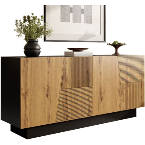 Buffet 160cm géométrique étagère ajustable grand espace rangement salon salle à manger