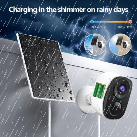 Caméra de Surveillance WiFi Solaire Blanc, Batterie 5000mAh Sans Fil, Vision Nocturne HD, Appel Bidirectionnel, Objectif Grand Angle 120°, Installation Magnétique, Compatible Application OKAM Pro pour (1/4)