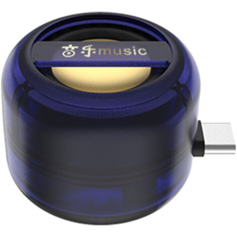 Enceinte Mini Transparente Bleue Modèle Y9 pour Téléphone, Plug and Play Type C, Lecteur Audio Portable, Basses Puissantes, Batterie Indépendante, Autonomie 6 Heures