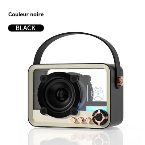 Enceinte Bluetooth Style Punk Rétro Noir, Design Méca Transparent, Son Hi Res Double Certification, Bluetooth 5.2, 5W Son Surround 360°, Lampe LED Ambiance, Portable 238g, Cadeau D Appoint pour Annive