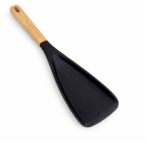 Spatule en silicone manche bois grand format, cuillère mélangeuse polyvalente, résistante à haute température pour poêles antiadhésives (1/5)