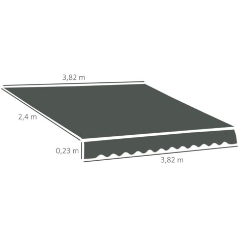 Toile remplacement store banne lambrequin 280g/m² polyester anti-UV gris