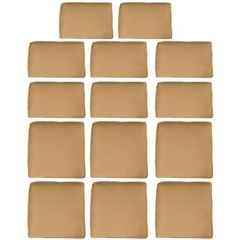 Lot 14 housses coussins salon jardin: 6 assise + 8 dossier, couleur marron