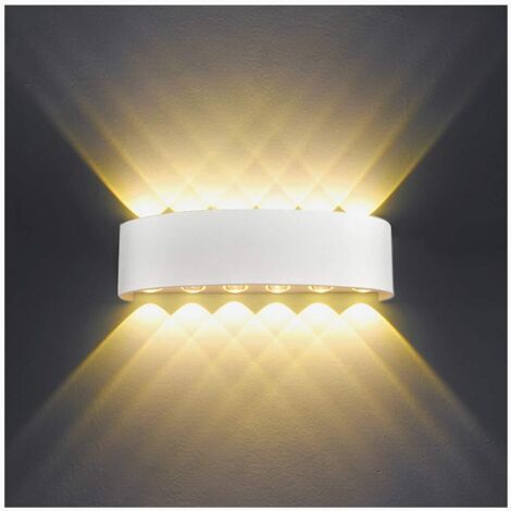 Stoex – Applique murale LED 12W – Aluminium – Lumière chaude – Montage mural caché – Pour salon et chambre – Éclairage moderne
