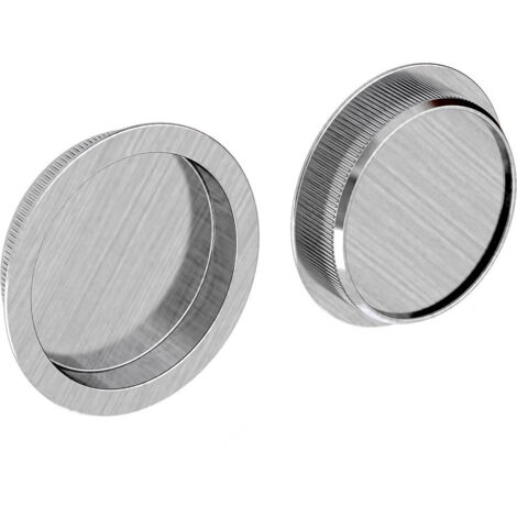 Slid'Up By Mantion – Lot de 2 poignées à encastrer rondes Ø 57 mm – Acier finition satiné – Encastrement Ø 48 mm pour portes coulissantes 25 mm min