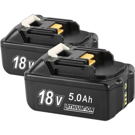 Pack de 2 Batteries BSIOFF - BL1850B - 18V 5.0Ah - Compatible avec Makita BL1850B-BL1830B-BL1840-BL1840B-BL1850-BL1850B-BL1860B-BL1890-BL1815-BL1825-BL1835-BL18 - Avec voyant lumineux