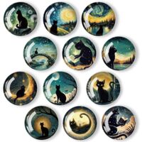 12 Pièces Aimant Frigo, Chats Magnet Frigo, 3D Aimant de Réfrigérateur, 30 mm Rond Aimants Décoratifs, Petit Aimants Magnétique pour Réfrigérateurs, Armoire, Tableau Blanc