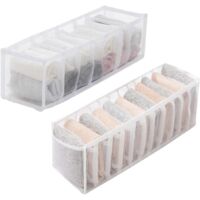 Organizador de cajones plegable de 2 piezas, almacenamiento de cajones para calcetines, ropa interior, ropa de bebé, corbatas (blanco)