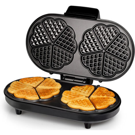 Doppel Waffeleisen 10 dünne herzförmige Waffeln 2x Ø16cm Herzchen Waffelbäcker