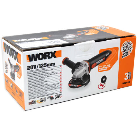 Worx Akku Winkelschleifer 20V Max 125mm WX803.9 Schleifer ohne Akku