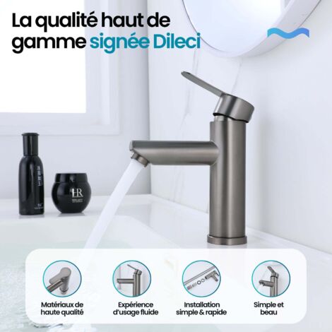 DILECI - Robinet compact pour salle de bain couleur gris métallisé (1/5)