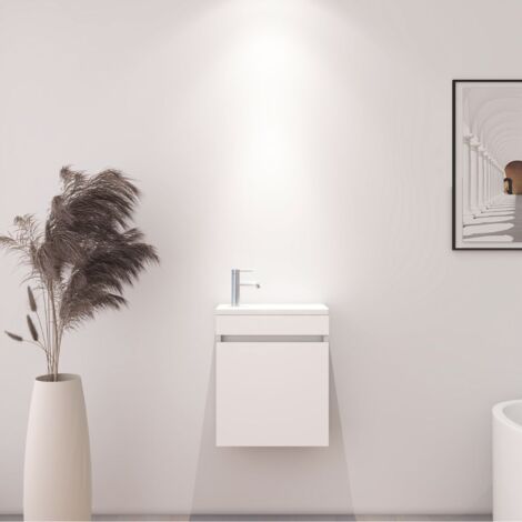 DILECI - Meuble lave-main blanc compact avec vasque intégrée