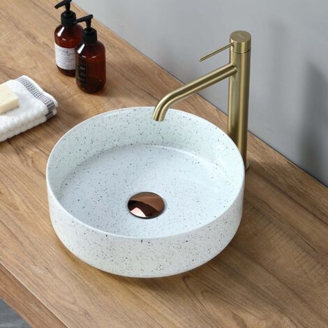 DILECI - Vasque ronde blanche avec petits points (36 × 36 cm) (1/5)