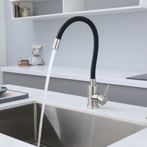 DILECI - Robinet de cuisine avec bec flexible chrome , noir (1/5)