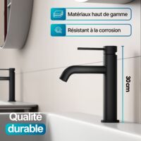 DILECI - Robinet à bec moyen pour salle de bain couleur noir mat