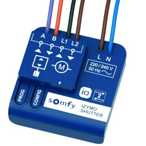 Somfy – Micro-récepteur radio 1822660 pour volets roulants – Fréquence 868.95 MHz – Alimentation 230V – Commande via smartphone ou télécommande