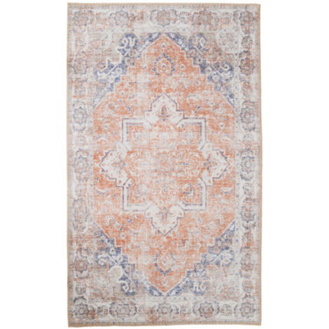 Tapis vintage 160x230 cm en polyester orange et bleu - FAGUO (1/4)