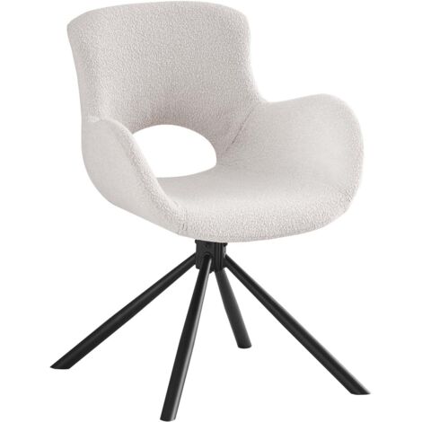 Chaise de bureau en tissu bouclette et métal - Blanc - AMORIM (1/5)