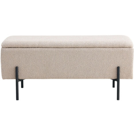 Banc d'entrée beige 95x36,5x43 cm – Polyester et Plywood – Avec rangement – Pour espaces confinés – House Nordic (1/5)