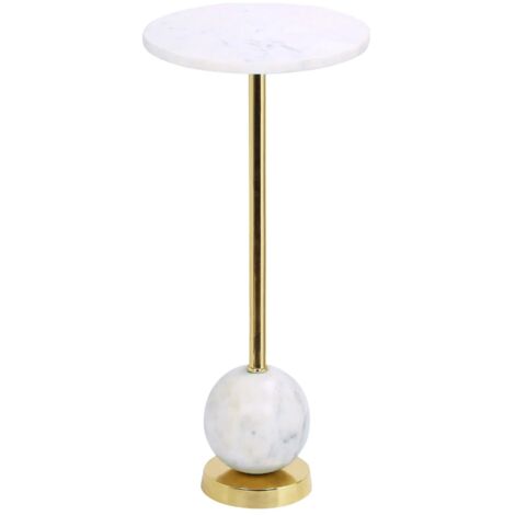 Ebuy24 – Table d'appoint en marbre et acier – Ø25cm x 54cm – Style moderne – Pour espaces contemporains (1/3)