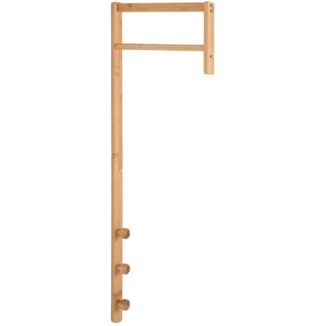 Porte-manteau mural TRENTO – Bambou naturel ou métal noir-blanc-Beige (1/4)