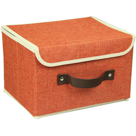 Orange Faltbare Aufbewahrungsbox 38 x 25 x 25 cm, Hochwertiger Baumwollleinen-Dicker Karton, Waschbare Stoff-Aufbewahrungsbox, 1 Stück (1/5)