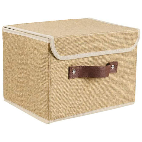 38 x 25 x 25 cm Khaki Faltbare Aufbewahrungsbox, Hochwertige Baumwollleinen Dicker Karton Waschbarer Stoff Aufbewahrungsbox, 1 Stück (1/5)