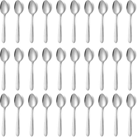 Set mit 30 silbernen Teelöffeln aus Edelstahl (17,2 cm x 4 cm x 2 mm), spülmaschinenfest, Löffel, Teelöffel, Küchenteelöffel.
