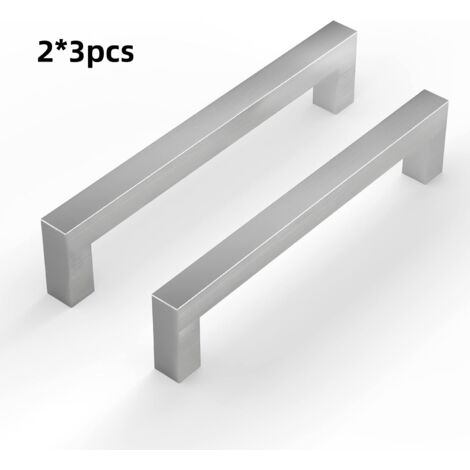 6er-Pack silberfarbene Küchenschrankgriffe aus Aluminiumlegierung (105 x 8 x 29 mm), Schubladengriffe für Küchenmöbel, 96 mm Mittenabstand (1/5)