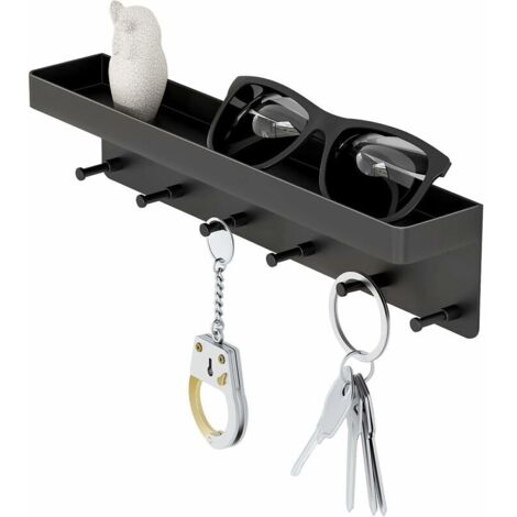 Schwarzer Wandschlüsselhalter aus Metall, Türhaken, Wandhaken, Kleiderhaken, Klebehaken ohne Bohren, für Wand Bad Küche Wohnzimmer (1/5)